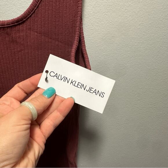 Calvin Klein dusty rose‎ ribbed tank scoop neck body con dress NWT - Picture 3 of 8